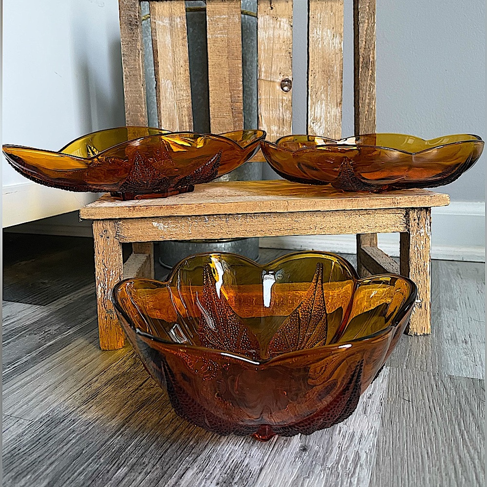 Anchor Hocking Renaissance Amber Serving Set
